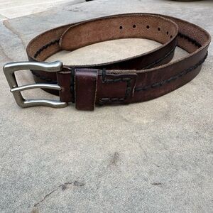 2 for $26 Fossil Brown Leather Belt With Black Stitching Size 38